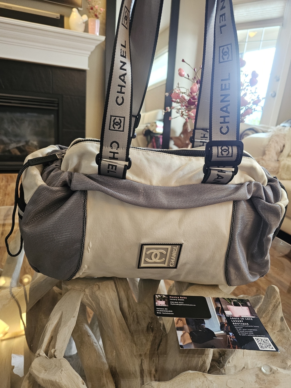 Chanel Beige & Gray Logo Tote Bag